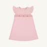 Smocked Angel Sleeve Biltmore Dress - Sandpearl Pink with Rosebuds