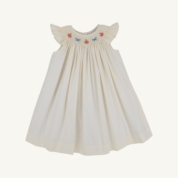 Angel Sleeve Sandy Smocked Dress - Palmetto Pearl with Pumpkin and Bow Smocking