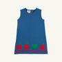 Annie Apron Dress - Wood Boat Blue with Richmond Red & Apples and Heart Appliques