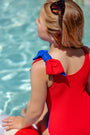 Brookhaven Bow Bathing Suit - Rockefeller Royal & Richmond Red