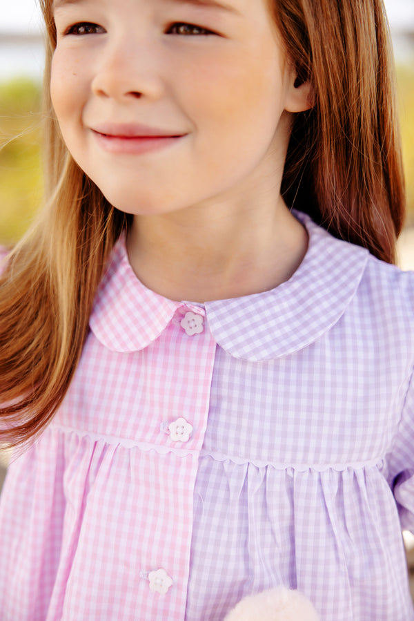 Tabitha's Teachers Pet Dress - Pink Greenbrier Gingham & Lauderdale Lavender Gingham