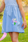 Macy Drew Dress - Park City Periwinkle & Woodstock Park Plaid with Pinwheel