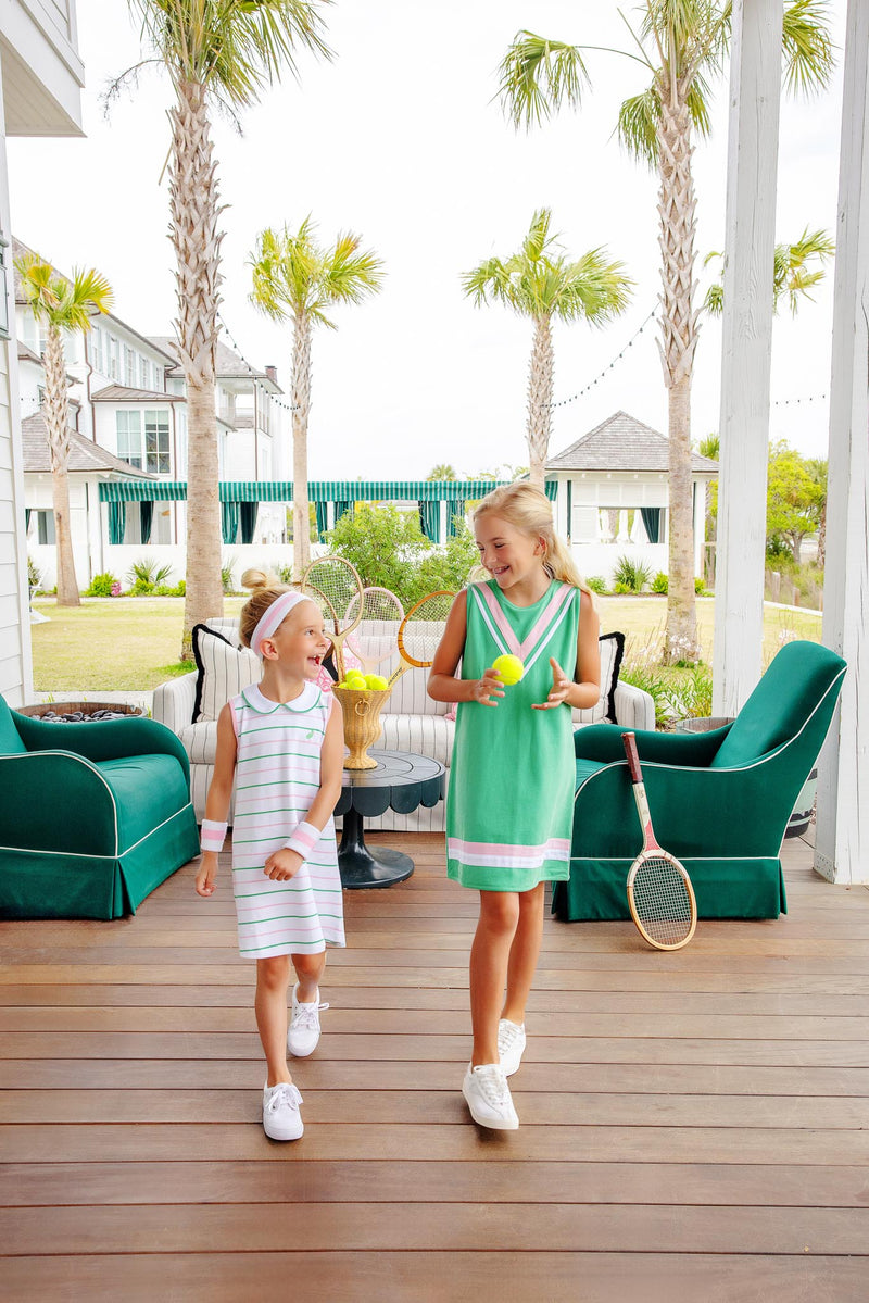 Annie Apron Dress - Gibson Island Green with Pier Party Pink and Worth Avenue White