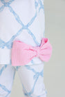 Puff Sleeve Cassidy Comfy Crewneck - Belle Meade Bow (Buckhead Blue) with Pier Party Pink Bow