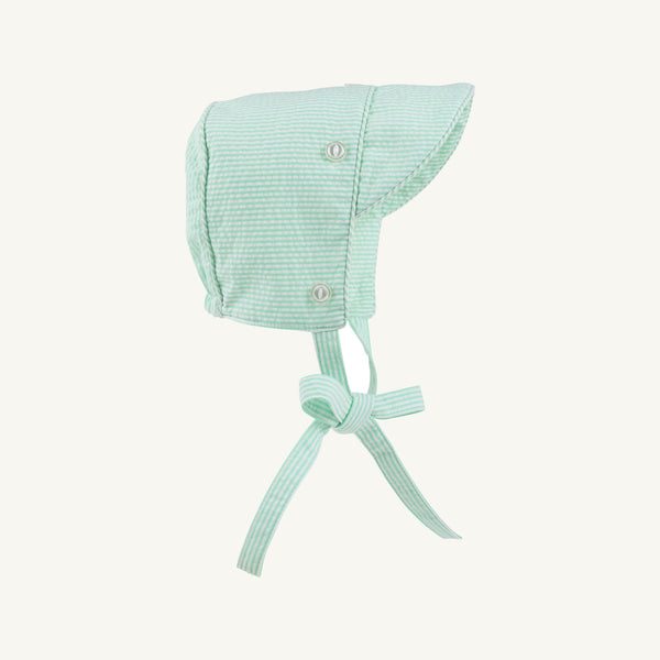 Barringer Bonnet - Grace Bay Green Seersucker with Worth Avenue White