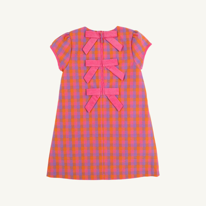 Betts Bow Dress - Autumn Punch Plaid with Romany Rose Corduroy