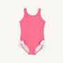 Bradenton Beach Bathing Suit (Ribbed) - Romany Rose with Worth Avenue White Bows