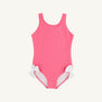 Bradenton Beach Bathing Suit (Ribbed) - Romany Rose with Worth Avenue White Bows
