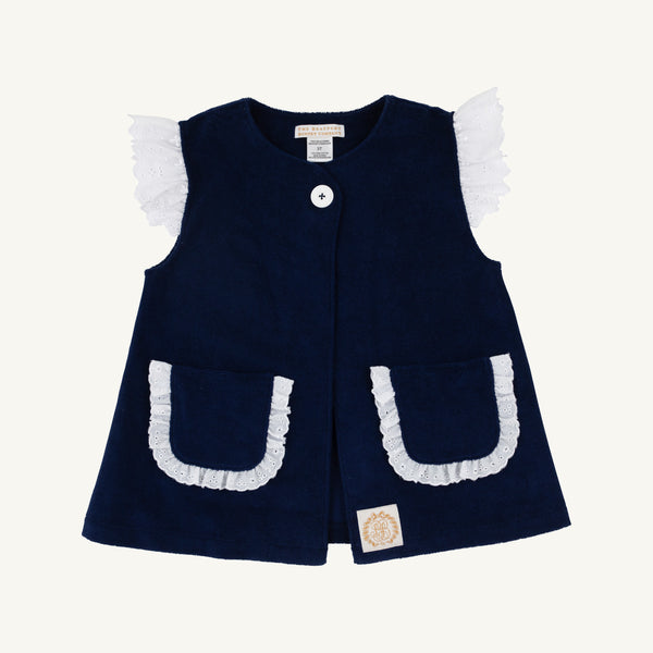 Callie Cover Up (Terrycloth) - Nantucket Navy with Worth Avenue White