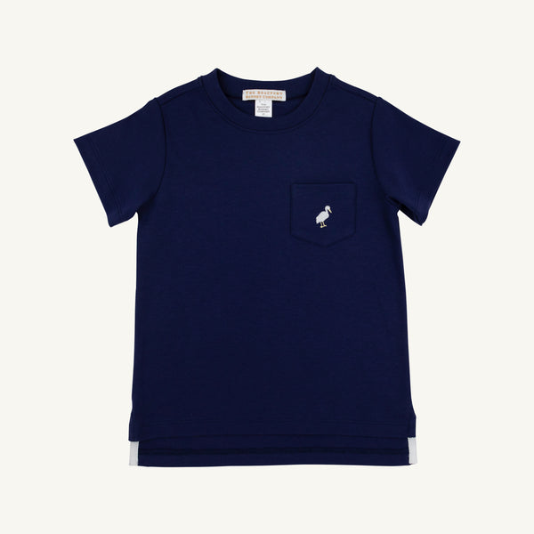 Carter Crewneck - Nantucket Navy with Multicolor Stork