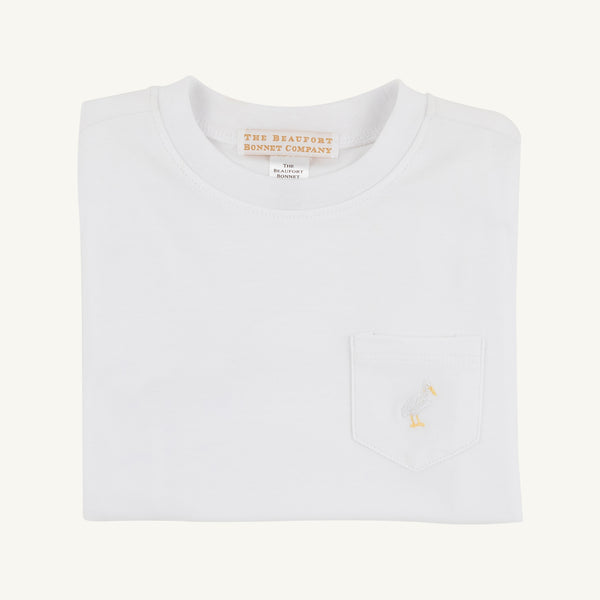 Carter Crewneck - Worth Avenue White with Multicolor Stork