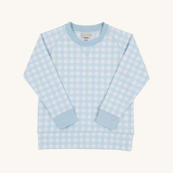 Cassidy Comfy Crewneck - Buckhead Blue Gingham with Buckhead Blue