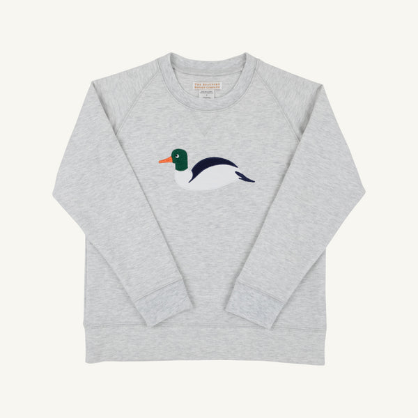 Cassidy Comfy Crewneck - Grantley Gray Heathered with Duck Applique