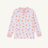 Show your school spirit in the Tennessee Cassidy Comfy Crewneck - Victory in Orange with Palm Beach Pink from The Beaufort Bonnet Company. This cozy pink and white long-sleeve shirt is adorned with cheerful orange T logos, festive pennants, light blue clouds, pink megaphones, and pom-poms throughout. Solid Palm Beach Pink accents at the collar, cuffs, and hem add a vibrant finish—perfect for celebrating victory in style!.