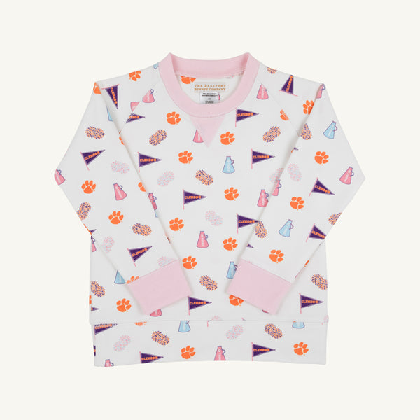 Clemson Cassidy Comfy Crewneck - Tiger Triumph with Palm Beach Pink