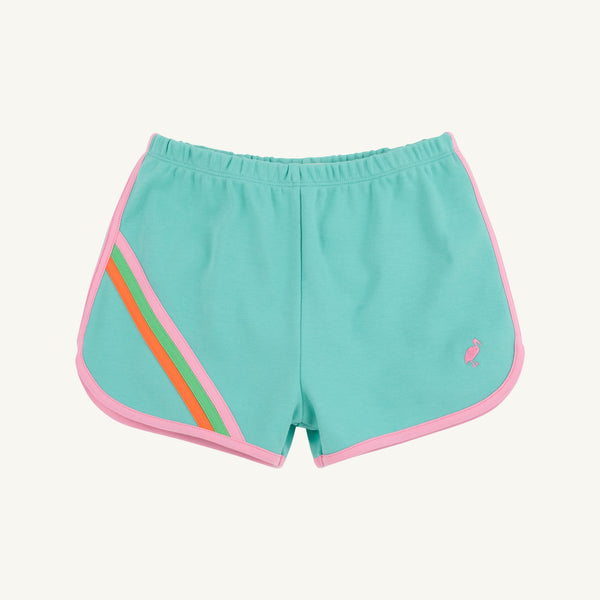 Cheryl Shorts - Turks Teal with Hamptons Hot Pink & Multicolor Stripe