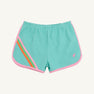 Cheryl Shorts - Turks Teal with Hamptons Hot Pink & Multicolor Stripe