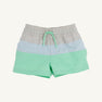 Country Club Colorblock Trunks - Sandy Springs Stone, Buckhead Blue, & Grace Bay Green with Worth Avenue White Stork