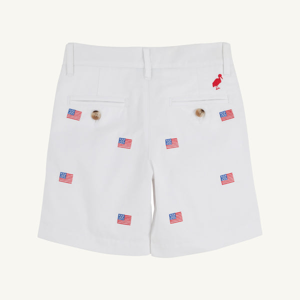 Critter Charlie's Chinos - Worth Avenue White with American Flags