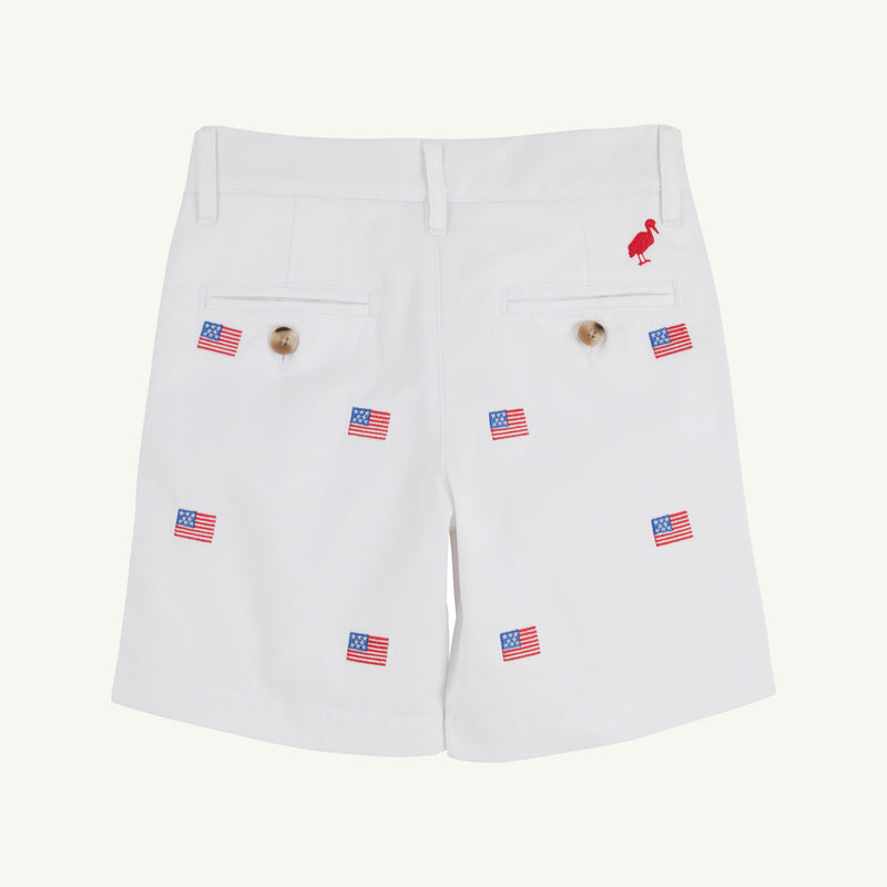Critter Charlie's Chinos - Worth Avenue White with American Flags