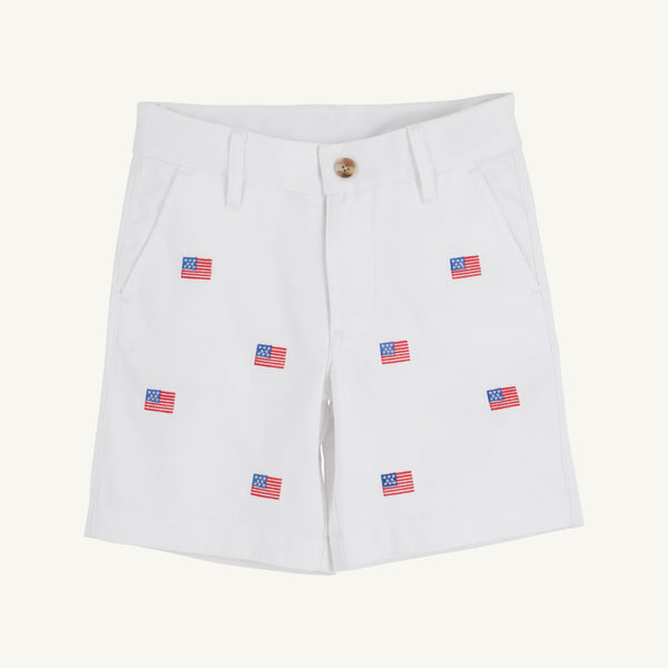 Critter Charlie's Chinos - Worth Avenue White with American Flags