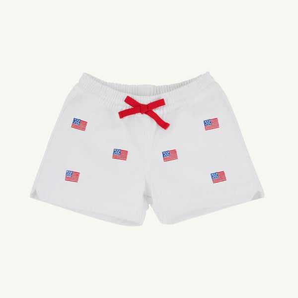 Critter Cheryl Shorts (Twill) - Worth Avenue White with American Flags