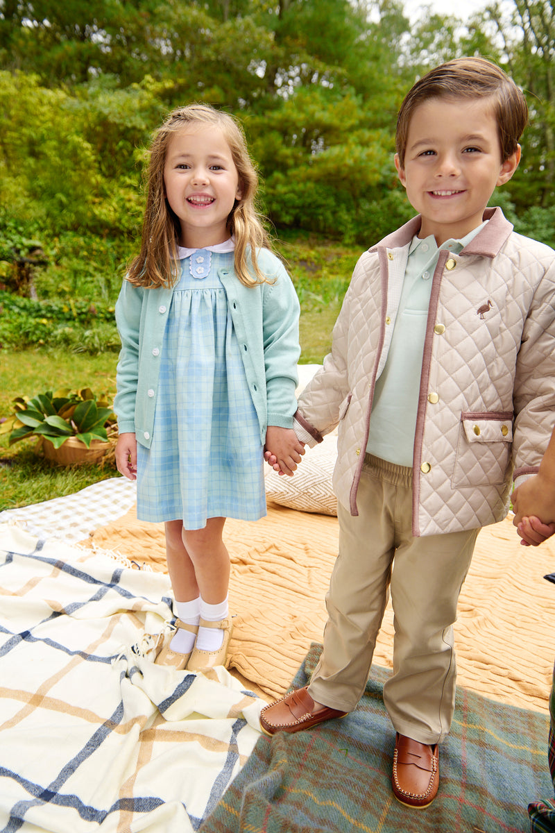 Caldwell Quilted Coat - Keeneland Khaki with Gray Bay Brown Corduroy