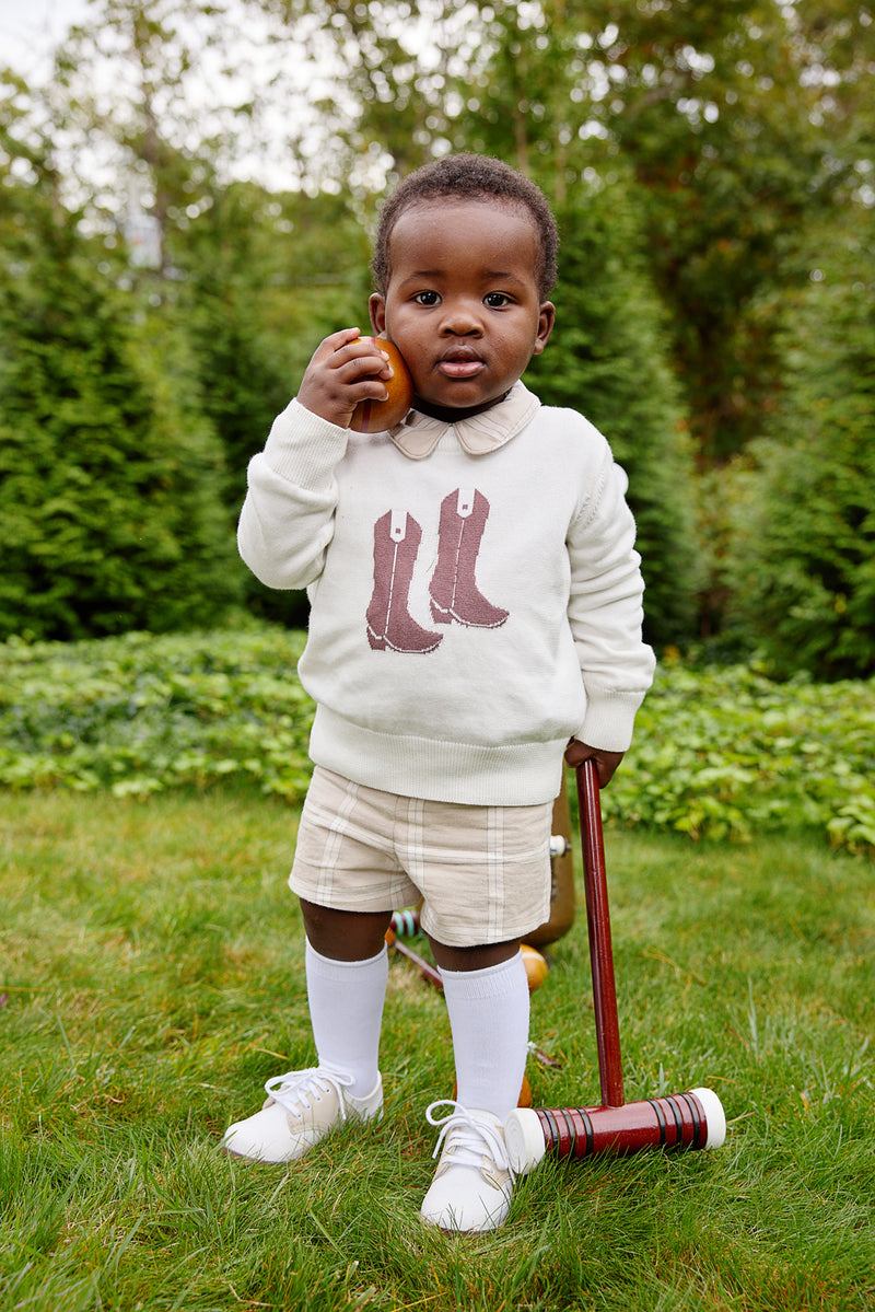 Long Sleeve Peter Pan Collar Shirt & Onesie - Thompson Park Plaid