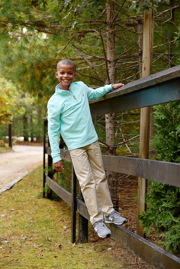 Hayword Half Zip - Edisto Egg Blue with Cape Elizabeth Camel Stork