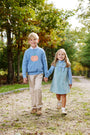 Isaac's Intarsia Sweater - Barrington Blue with Pumpkin
