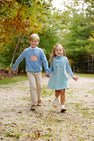 Isaac's Intarsia Sweater - Barrington Blue with Pumpkin