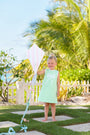 Sleeveless Eliza's Applique Dress - Grace Bay Green with Worth Avenue White Bow Applique
