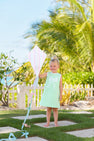 Sleeveless Eliza's Applique Dress - Grace Bay Green with Worth Avenue White Bow Applique