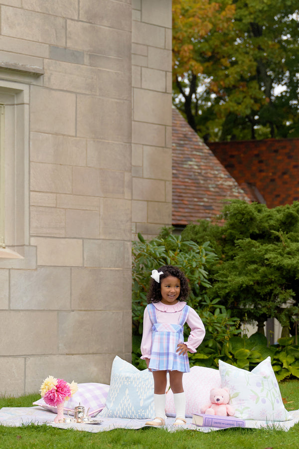 Long Sleeve Ramona Ruffle Shirt & Onesie - Palm Beach Pink with Palisades Purple