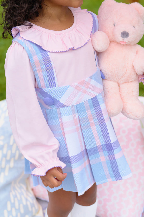 Long Sleeve Ramona Ruffle Shirt & Onesie - Palm Beach Pink with Palisades Purple