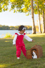 Critter Violet's Vintage Overalls (Corduroy) - Richmond Red with Dog Embroidery