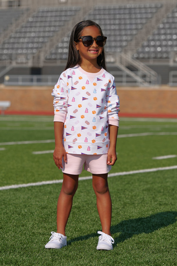 Clemson Cassidy Comfy Crewneck - Tiger Triumph with Palm Beach Pink