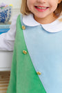 Blake Button Dress (Velveteen) - Barrington Blue & Kiawah Kelly Green
