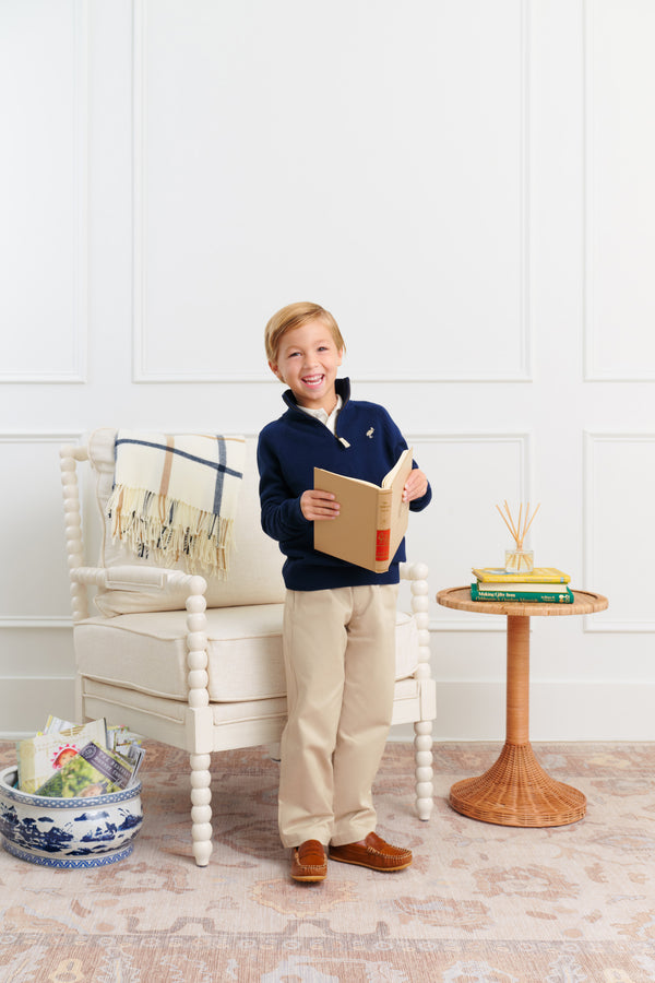 Hayden Half-Zip Sweater - Nantucket Navy with Osprey Oatmeal Stork