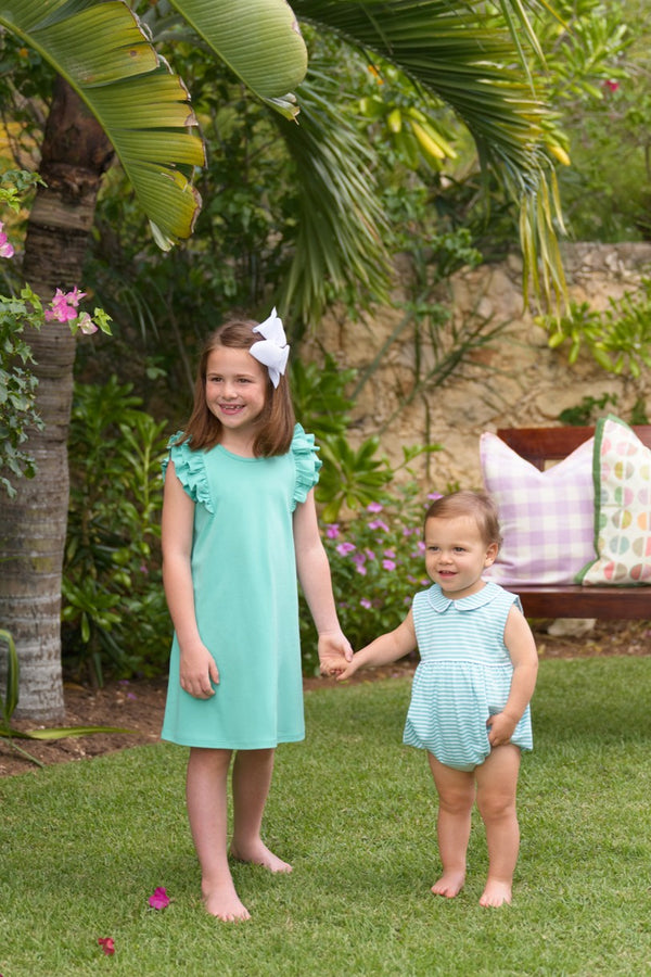 Sleeveless Bradford Bubble - Turks Teal Stripe with Worth Avenue White