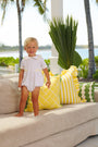 Brentley Bubble - Worth Avenue White with Lake Worth Yellow Smocking