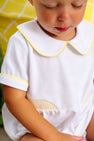 Brentley Bubble - Worth Avenue White with Lake Worth Yellow Smocking