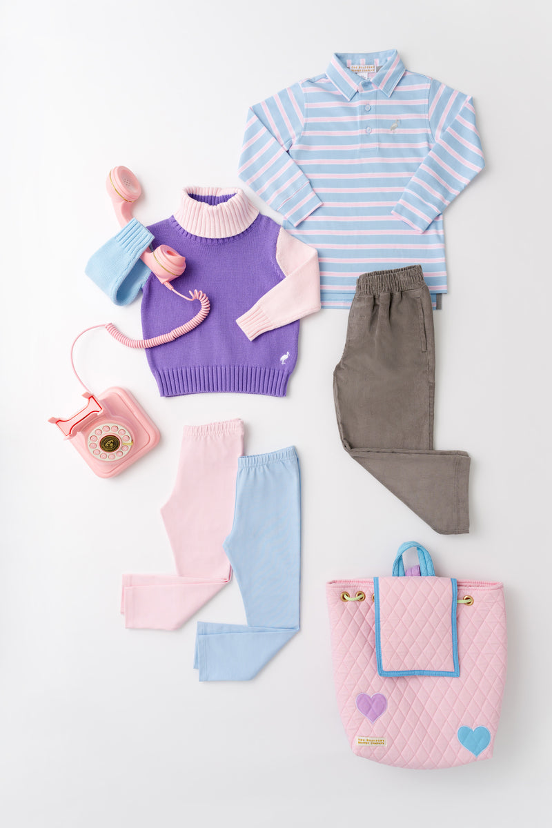 Bitty Backpack (Quilted) - Palm Beach Pink with Lauderdale Lavender and Beale Street Blue Heart Appliques