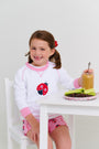 Cassidy Comfy Crewneck - Worth Avenue White with Ladybug Applique