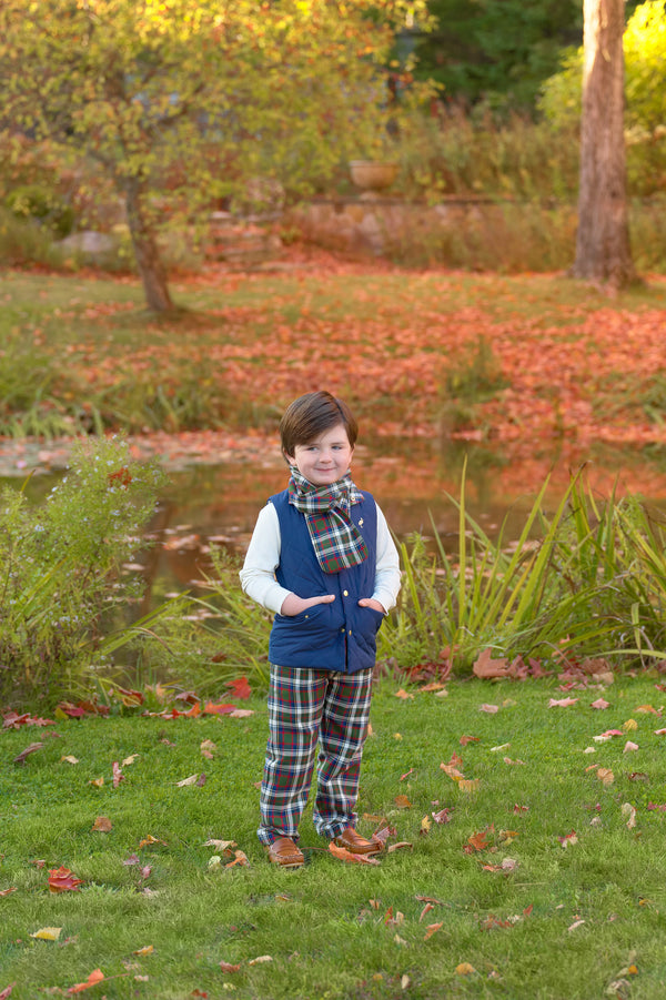 Sheffield Pants (Flannel) - Grant Park Plaid with Nantucket Navy Stork