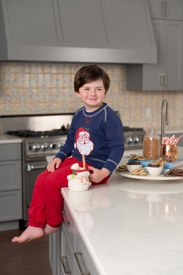 Cassidy Comfy Crewneck - Nantucket Navy with Santa Applique