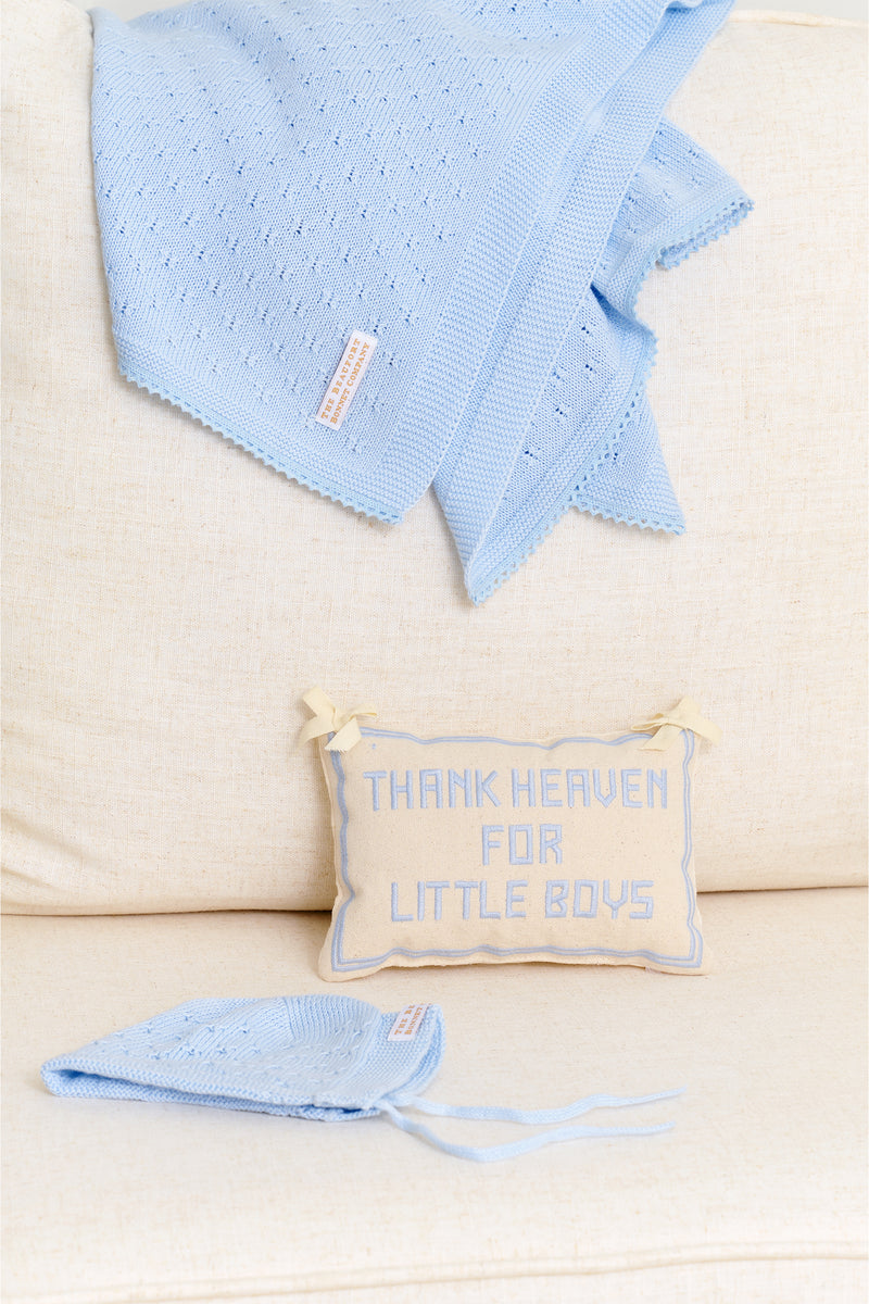 Thank Heaven Embroidered Pillow Hanging Decor (Boy) - Two's Company