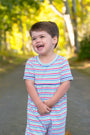 Bradford Romper - Simsbury Stripe with Wood Boat Blue
