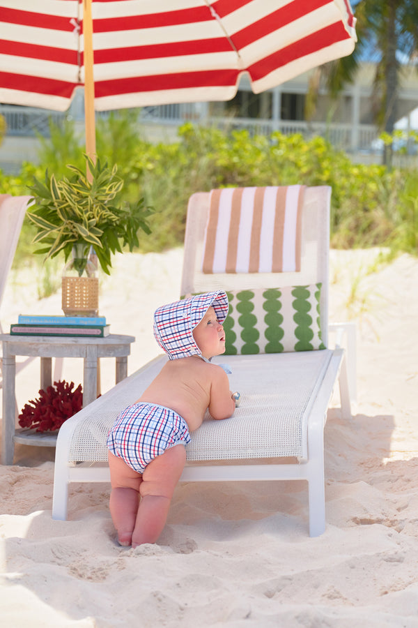 Beach Bum Cover - Pierce Mill Plaid Seersucker with Buckhead Blue