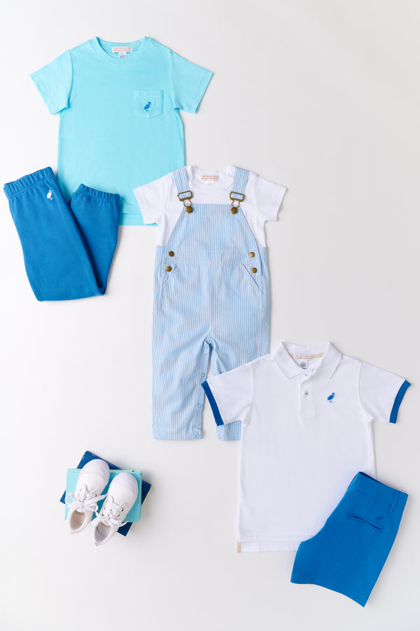 Prim & Proper Polo & Onesie - Worth Avenue White with Wood Boat Blue